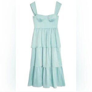 WEWOREWHAT Blue corset ruffle midi dress